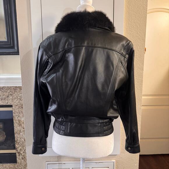 Vintage Kaiser x Mob Wife Pennylane Italian Leather Cropped Jacket Black Medium - Picture 4 of 10